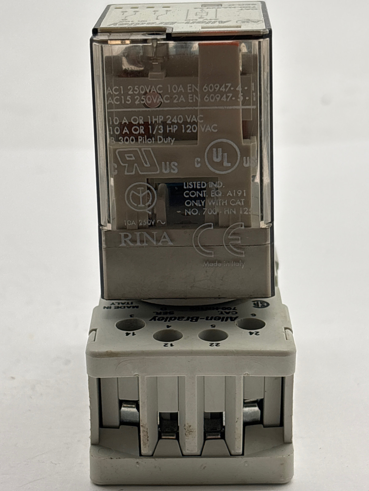 Allen-Bradley 700-HA32Z24 SER.D Relay 250VAC 10Amp, 24VDC Coil W/Socket  - $10.25