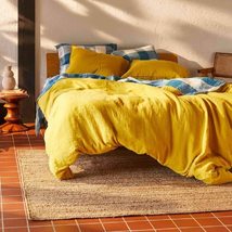 Linen Duvet Cover Softened Linen Bedding Cover, Yellow Mustard 3 Pieces ... - £27.00 GBP+