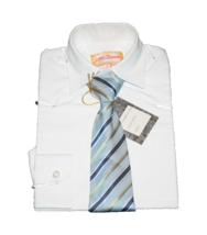 Nordstrom James Morgan Boys White Dress Shirt And Blue Tie Set Size 4 NEW - $18.00