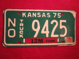 License Plate Truck Tag 1975 Kansas No 9425 [Z94] - £6.88 GBP