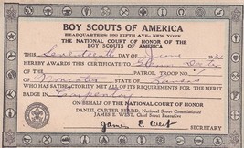 Boy Scouts Of America (1921) Merit Badge Carpentry Certificate Norcatur,... - $235.30 MXN