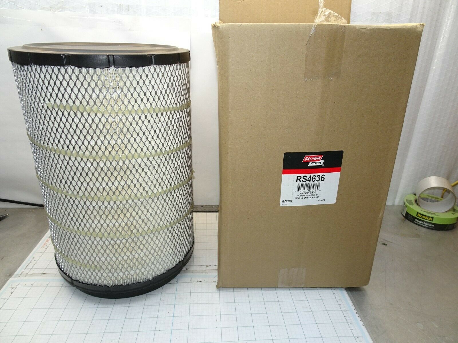 Baldwin RS4636 Air Filter Element Made in USA 03-2020 - $44.39