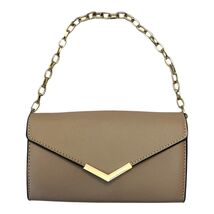 Urban Expressions Taupe Faux Leather Mini Purse with Gold Chain Handle 7x5 - $20.70