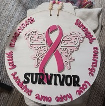 18 Inch Diameter Breast Cancer Survivor Custom Made Wooden Sign. - £19.89 GBP