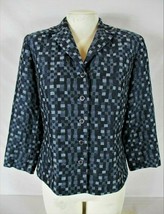 GIANNI womens Sz 8 3/4 sleeve blue WOOL blend button up FULLY LINED jack... - $14.39