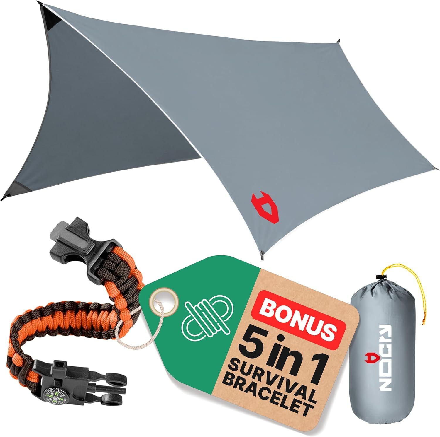 Grey Rain Fly By Nocry 12X10 Lightweight Survival Camping Tarp; 100% Wat... - $51.92