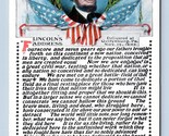Abraham Lincoln Gettysburg Indirizzo Transcript Unp Wb Cartolina F19 - $3.03