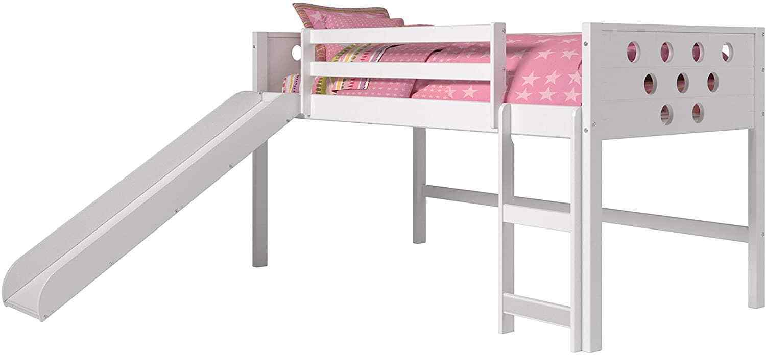Aria Twin White Loft Bed with Slide - $543.51+