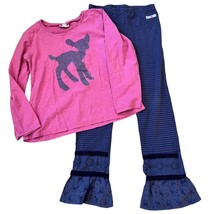 Naartjie Kids Girls Vintage XXXL 9 Pink &amp; Purple Deer Outfit Top &amp; Pants... - £18.77 GBP