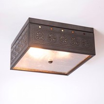 Square Ceiling Light with punched Chisel in Kettle Black - 2 Light image 2