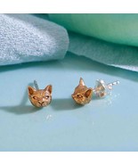 Bronze 3D Cat Head Post Earrings 6x7mm - $595.50 MXN