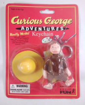 Vintage Curious George Adventures Keychain Fig w/ Big Yellow Hat -1998 Basic Fun - £5.89 GBP