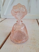 Vintage Pink Crackle Glass Perfume Bottle w/ Decorative Floral Stopper 4... - $24.74