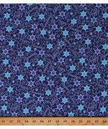 Cotton Hanukkah Jewish Holiday Christmas Candle Fabric Print by the Yard... - $12.95