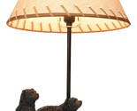 Rustic Western Whimsical Forest Black Bears Resting On Tree Log Table Lamp - $94.95