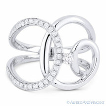 0.33 ct Round Cut Diamond Right-Hand 14k White Gold Overlap Loop Fashion Ring - £1,040.35 GBP