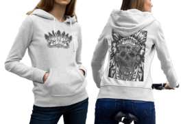 Warrior Skull Tattoo  White Cotton Hoodie For Women - £31.57 GBP