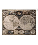 53x38 OLD WORLD MAP Globe Geography Tapestry Wall Hanging - £124.04 GBP