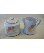 50TH ANNIVERSARY SUGAR &amp; CREAMER SET, ROMANTIC ROSE FROM JAPAN, WHITE WI... - £30.49 GBP