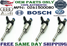 Bosch BRAND NEW GENUINE 4x Fuel Injectors for 2004-2012 Volkswagen Golf 2.0L I4 - £167.52 GBP