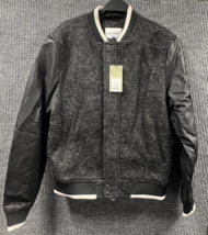 Goodfellow &amp; Co. Mens Gray Coat Medium Furry Wool Leather Bomber Jacket ... - $51.29