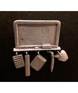 JJ JONETTE Pewter Silver School Chalkboard Dangling Charms Pin Brooch Vi... - $8.90