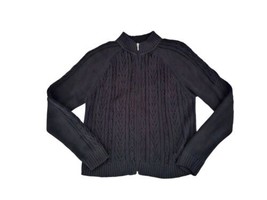 Vintage Pendleton Cardigan Black 100% Cotton Full Zipper Sweater Men Large - £28.82 GBP