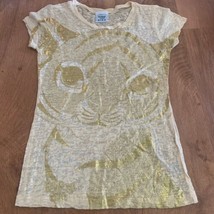 Youth Girls Size Large Rainforest Cafe Yellow Gold Tiger Cub See Through T Shirt - £12.53 GBP