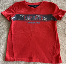 Athletic Works Boys Red Gray Silver Stars Short Sleeve Shirt 4-5 - £5.10 GBP