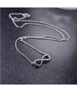 925 Sterling Silver Infinity Love Zircon Pendant Necklace - FAST SHIPPIN... - £12.67 GBP