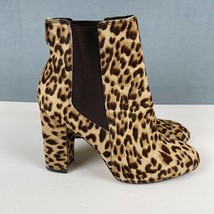 Sam Edelman Ankle Boots Women&#39;s 7.5 Leopard Print Calf Hair Pull On Heels - £19.45 GBP