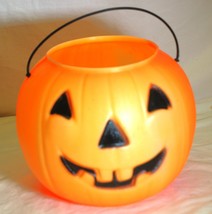 Pumpkin Pail Blow Mold Halloween Candy Bucket Plastic - £13.23 GBP