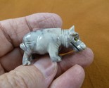 (Y-HIP-50) gray HIPPO Hippopotamus gem Gemstone carving SOAPSTONE River ... - $8.59