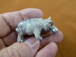 (Y-HIP-50) gray HIPPO Hippopotamus gem Gemstone carving SOAPSTONE River ... - £6.78 GBP