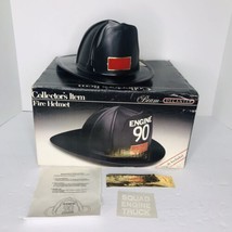 Vintage Jim Beam Fire Helmet Whiskey Decanter Regal China 1990 Leather W/ Box - £69.69 GBP