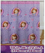 DISNEY SOFIA THE FIRST PRINCESS PURPLE FABRIC BATH SHOWER CURTAIN NEW - $21.77