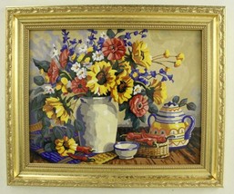 Vintage Framed Art PAINT BY NUMBER Kitchen SUNFLOWERS Poppies Peppers Po... - $45.04