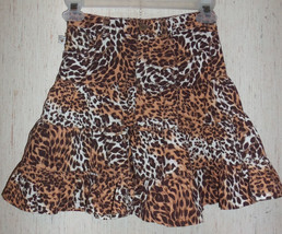 Girls Children&#39;s Place Leopard Print Corduroy Adjustable Waist Skirt Size 6X/7 - £14.58 GBP