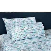 Typography Sheet Bed Set flat sheet, fitted sheet and pillowcase Microfiber twin - £25.04 GBP
