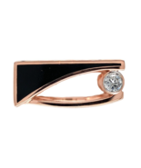 14k Rose Gold Custom Black Jade and Diamond Ring by Harry Roa Size 7.5 (... - $1,702.80