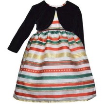 Girls Dress &amp; Black Capelet Blueberi Blvd Striped Set Toddler Holiday-sz 18 mths - £19.71 GBP