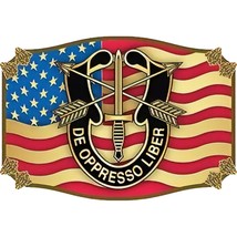 U.S. Army Special Forces Motto De Oppresso Liber American Flag Belt Buckle - £13.52 GBP