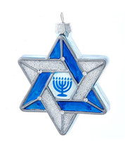 Kurt Adler 4&quot; Noble Gems Glass Hanukkah Star Of David Holiday Ornament NB1741 - £18.18 GBP