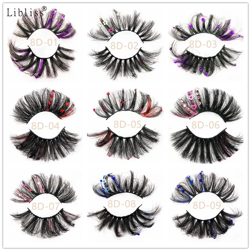 D lashes 25mm mink lashes wholesale dramatic colorful lashes with butterflys or flowers thumb200