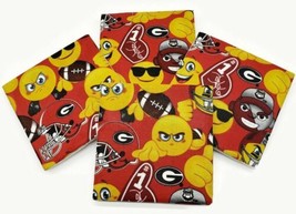University Of Georgia Bulldogs Coasters Football Sealed Fabric Topped Tile Set - £11.48 GBP