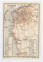 1902 Original Antique City Map Of Leghorn Livorno / Tuscany / Italy - £15.08 GBP