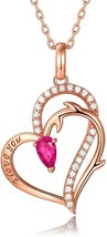 Double Heart Pendant Necklace Sterling-sliver Inlaid Crystal Cubic-zirconia Neck - £14.62 GBP