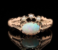 9k Rose Gold Australian Oval Opal Victorian Ring Size 5.25 Jewelry (#J6784) - $445.50