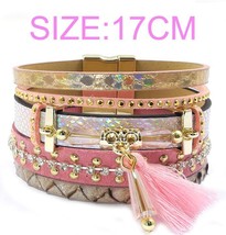 WELLMORE Leather bracelets tassel, crystal ,Bohemian charm bracelets for women j - £11.30 GBP