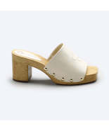 Capodarte Open Toe Leather Clog / Wooden Heel - £101.09 GBP
